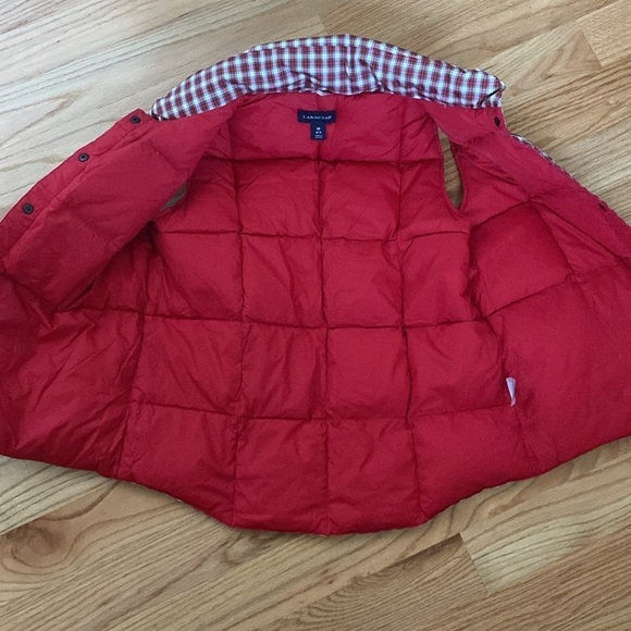 Lands End Plaid Puffer Vest Womens M Plaid Red black white pockets warm festive - Picture 5 of 9